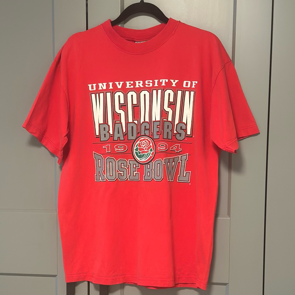 Vtg 1994 Wisconsin Badgers Rose Bowl TShirt Sz L University Ncaa Football Red